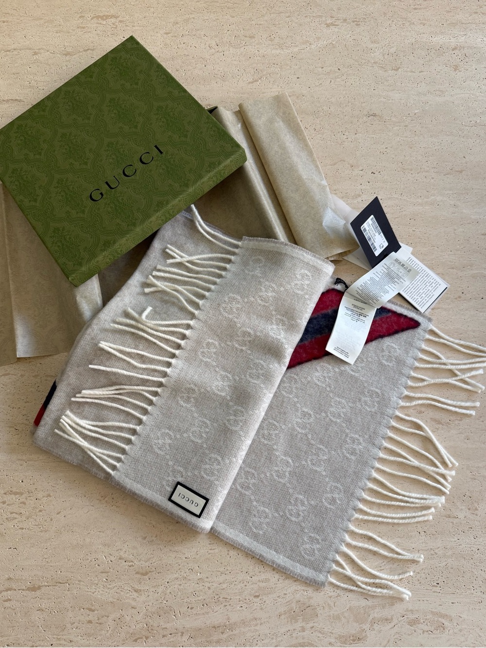 NWT Gucci GG Jacquard  Wool Scarf/Shawl - Picture 12 of 15